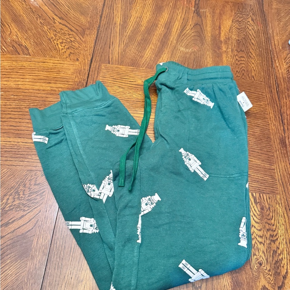 Jane and Delancey Kids Pajama Bottoms in Green with White Print